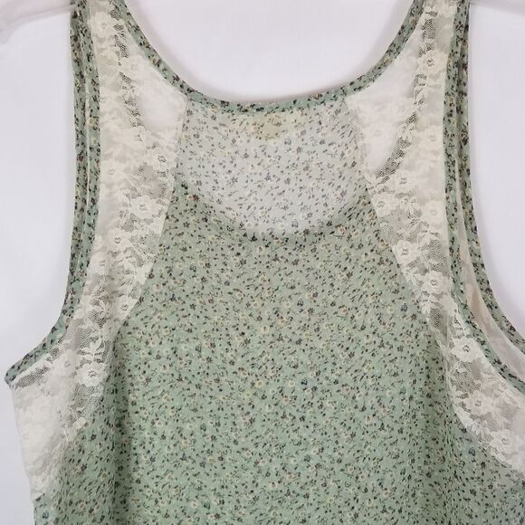 IRIS BASIC FLORAL PRINT WITH LACE HI-LOW HEM. SZ L - Picture 9 of 14